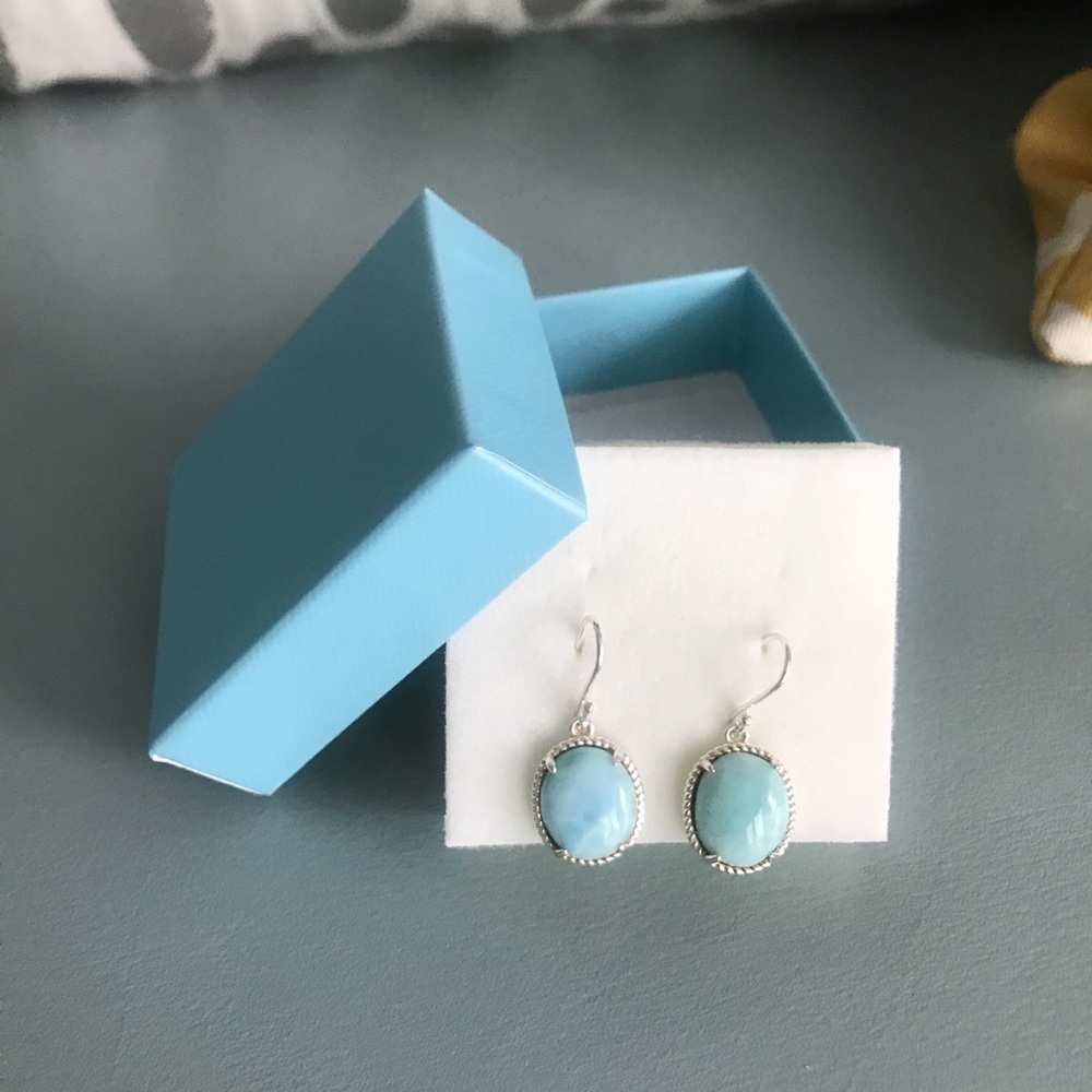 Larimar Sterling Silver Drop Earrings